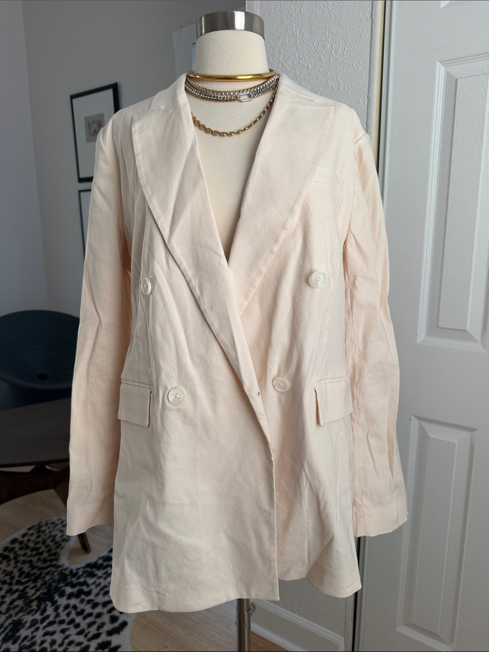 rag & bone Double-Breasted Pale Pink Blazer